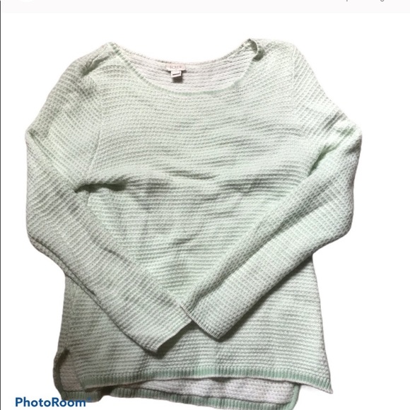 J. Crew Mint and White Scoop Neck Sweater- M - Picture 1 of 2